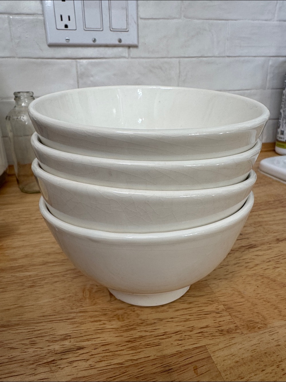 Over & Back Nestled White Ceramic Home Art Bowl - Made in Italy Set of 4